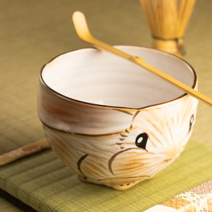 抹茶碗　灰釉 ロップイヤーラビット　良二 KOTOPOTTER