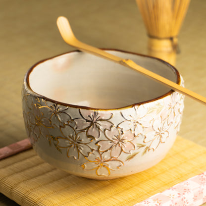 抹茶碗　イッチン金彩 桜　俊山窯 KOTOPOTTER
