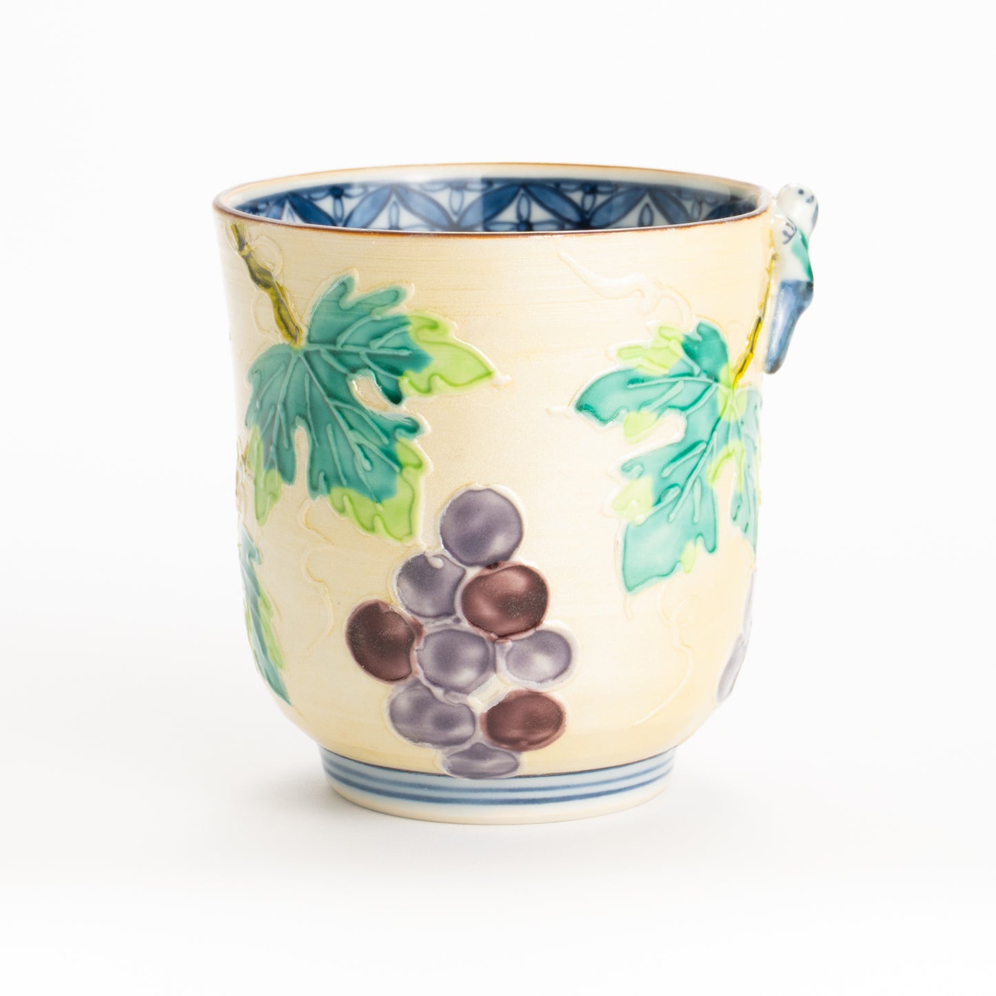 湯呑　銀彩交趾一閑人 葡萄　秀峰堂 KOTOPOTTER