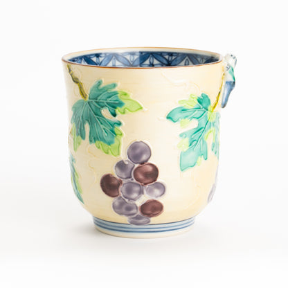 湯呑　銀彩交趾一閑人 葡萄　秀峰堂 KOTOPOTTER
