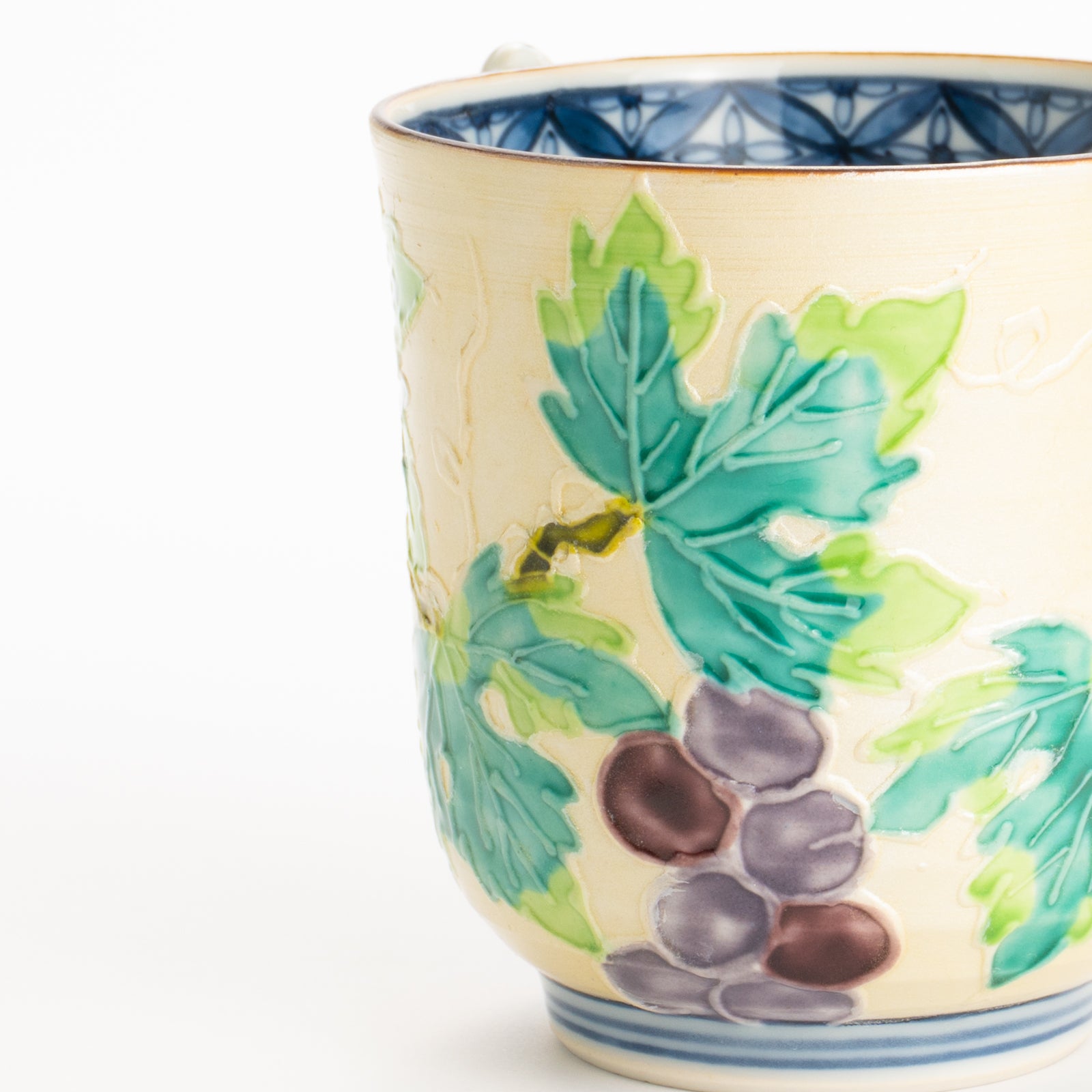 湯呑　銀彩交趾一閑人 葡萄　秀峰堂 KOTOPOTTER
