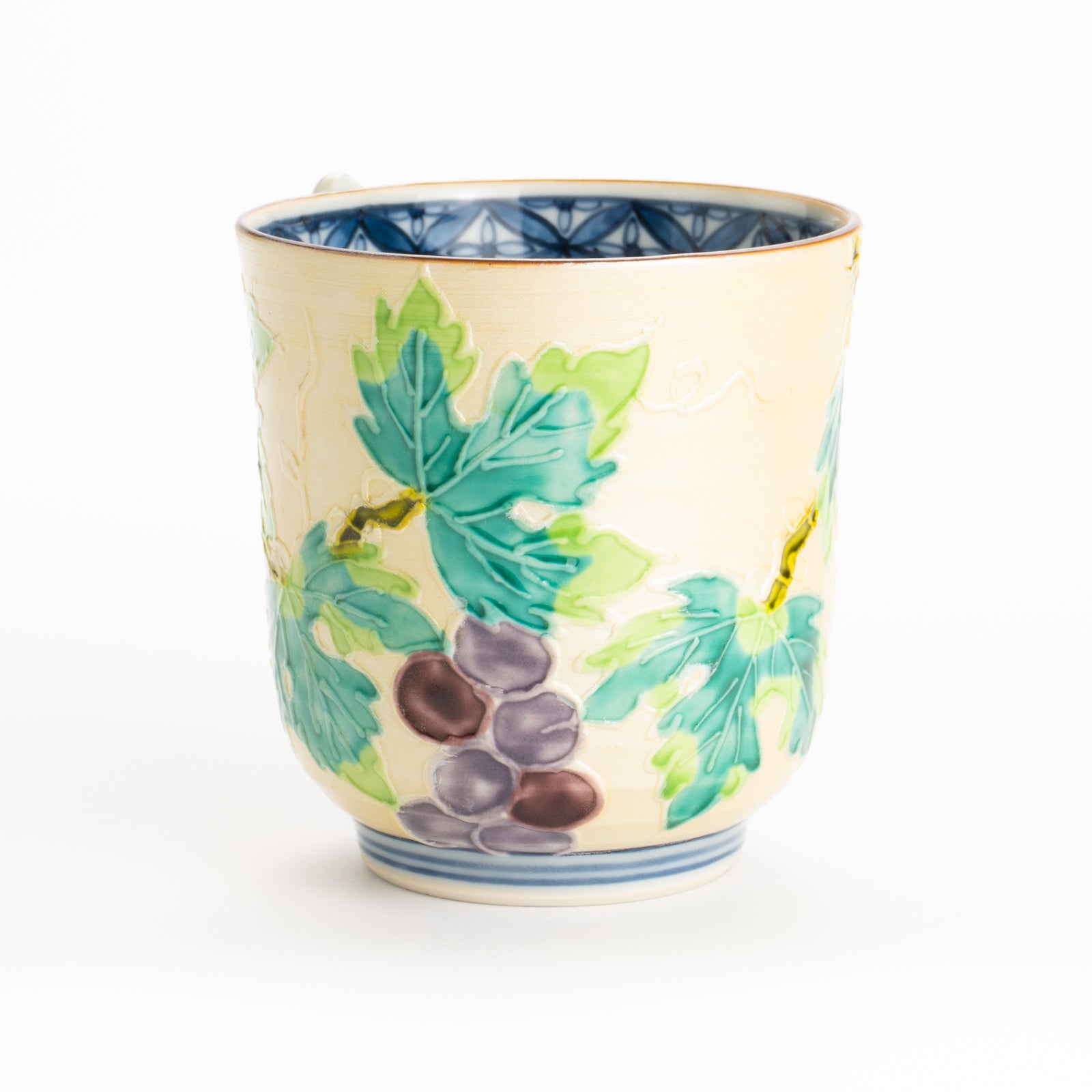 湯呑　銀彩交趾一閑人 葡萄　秀峰堂 KOTOPOTTER