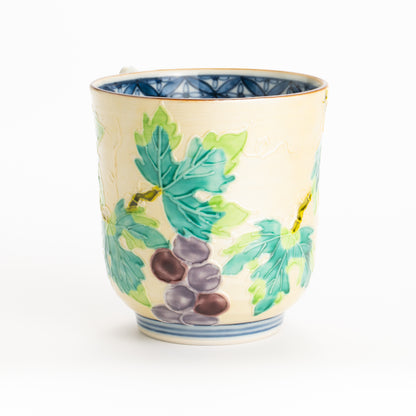 湯呑　銀彩交趾一閑人 葡萄　秀峰堂 KOTOPOTTER