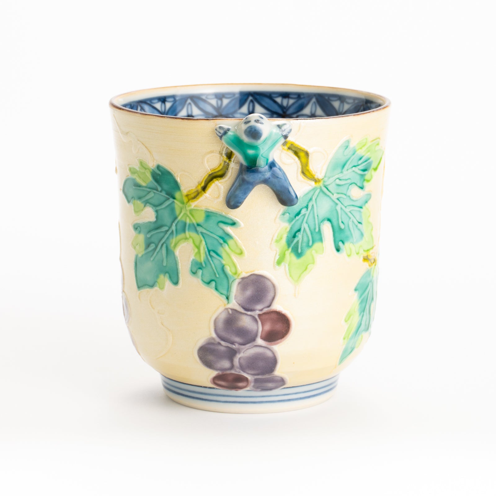 湯呑　銀彩交趾一閑人 葡萄　秀峰堂 KOTOPOTTER