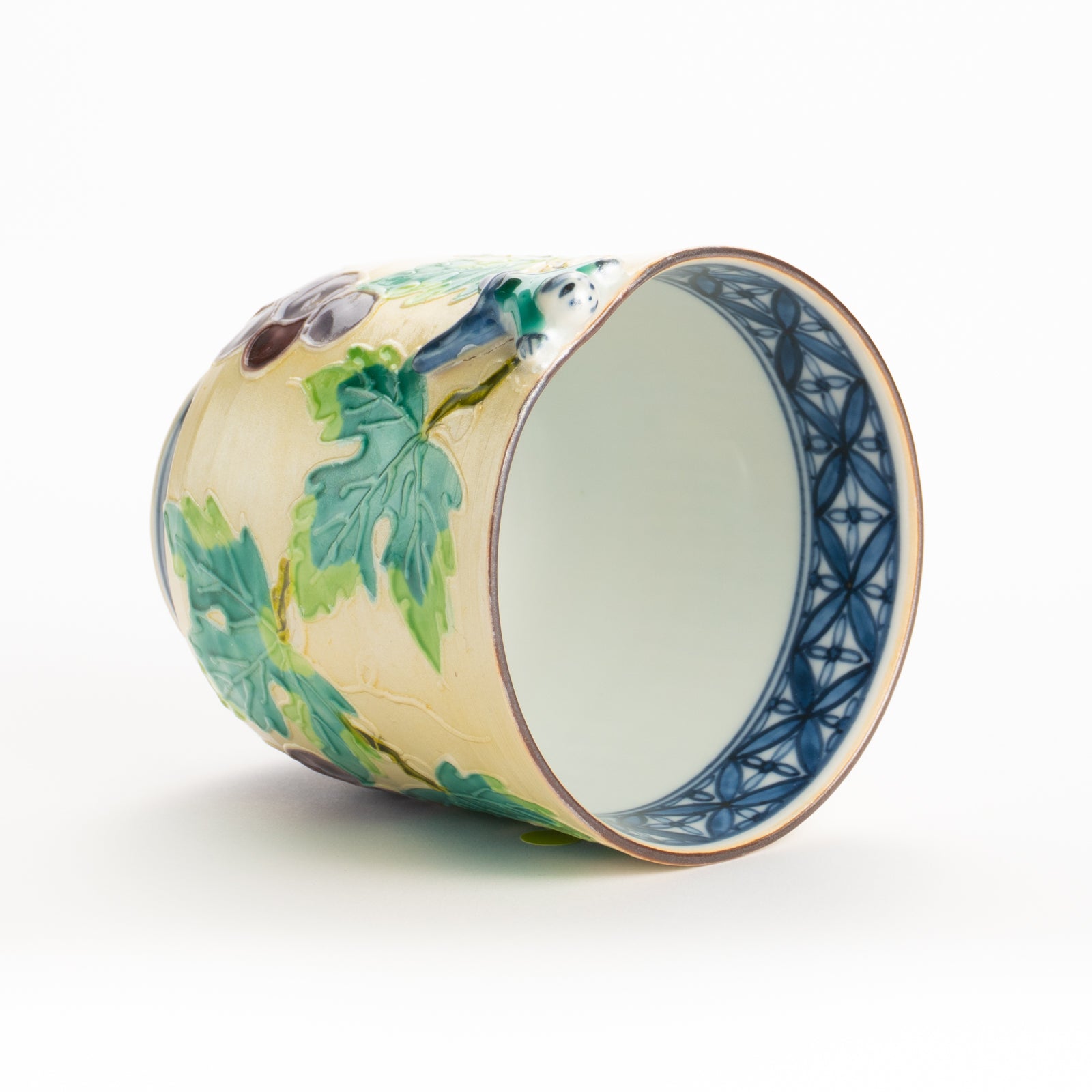 湯呑　銀彩交趾一閑人 葡萄　秀峰堂 KOTOPOTTER
