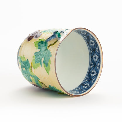 湯呑　銀彩交趾一閑人 葡萄　秀峰堂 KOTOPOTTER