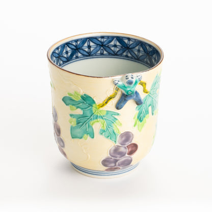 湯呑　銀彩交趾一閑人 葡萄　秀峰堂 KOTOPOTTER