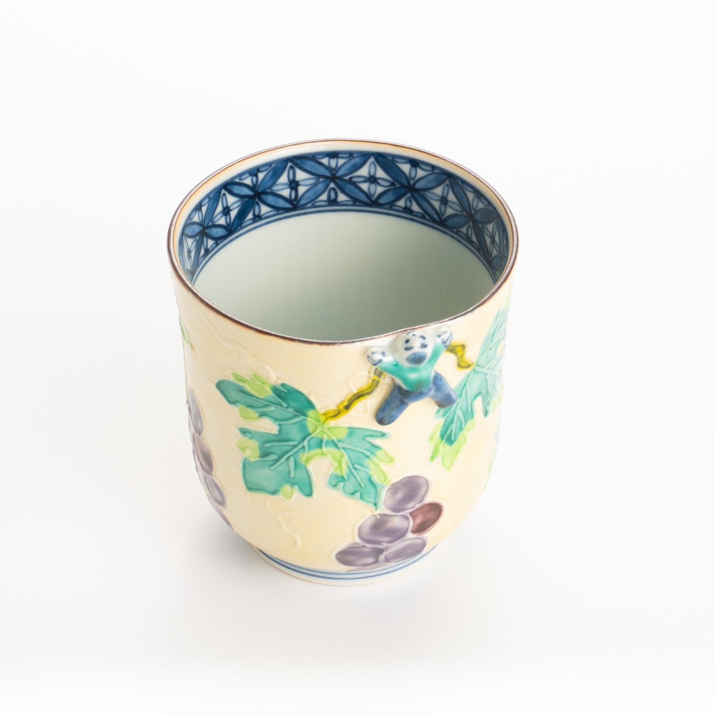 湯呑　銀彩交趾一閑人 葡萄　秀峰堂 KOTOPOTTER