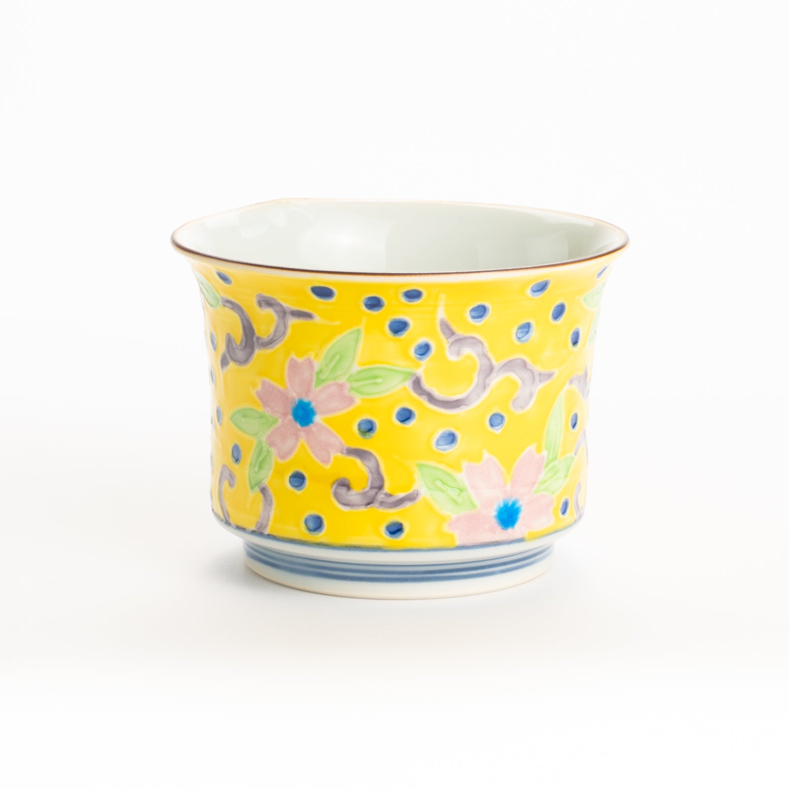 京焼・清水焼 黄交趾菊割内山水画15cm鉢 3個セット 京都 清水焼】小鉢 黄交趾一閑人 桜 秀峰堂｜コトポッター