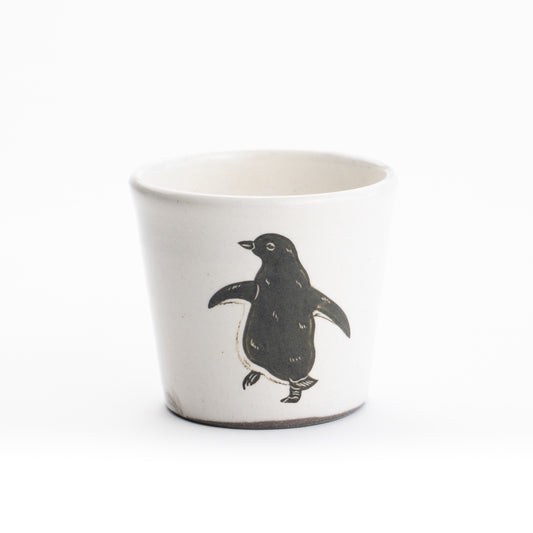 蕎麦猪口　アデリーペンギンA　澤田卓伸 - Handcrafted Japanese pottery from Kyoto - Kyo ware / Kiyomizu ware.