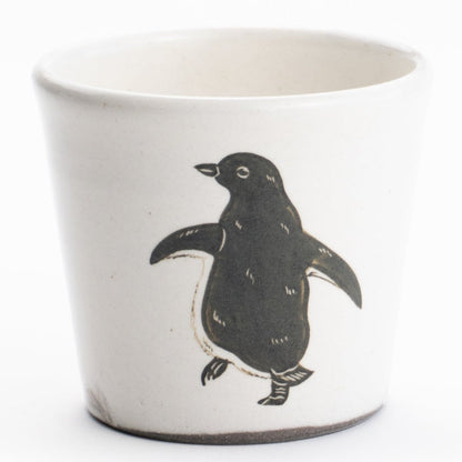 蕎麦猪口　アデリーペンギンA　澤田卓伸 - Handcrafted Japanese pottery from Kyoto - Kyo ware / Kiyomizu ware.