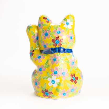 招き猫　黄交趾 桜　秀峰堂 KOTOPOTTER