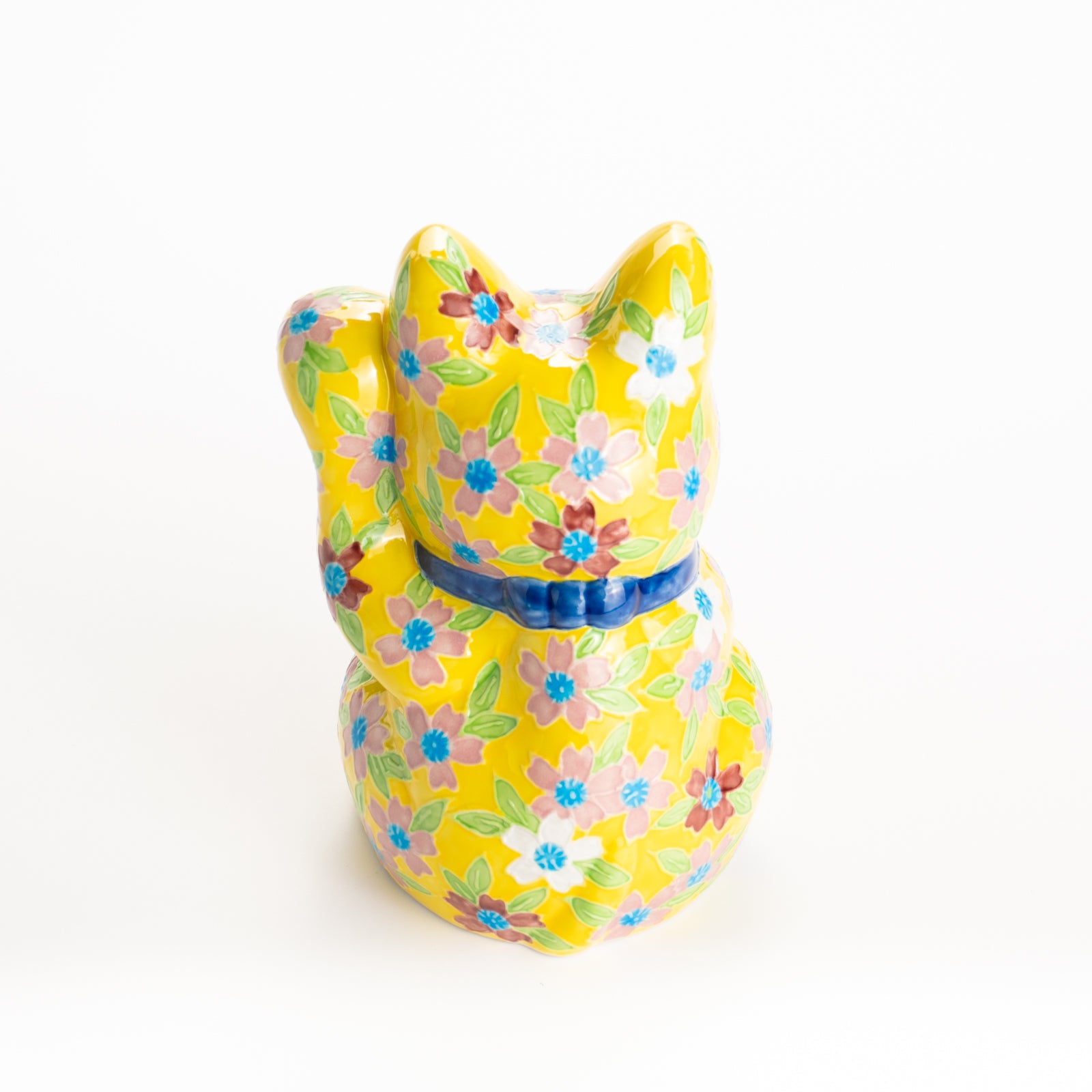 招き猫　黄交趾 桜　秀峰堂 KOTOPOTTER