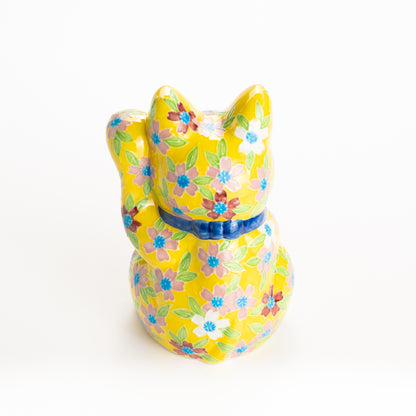 招き猫　黄交趾 桜　秀峰堂 KOTOPOTTER