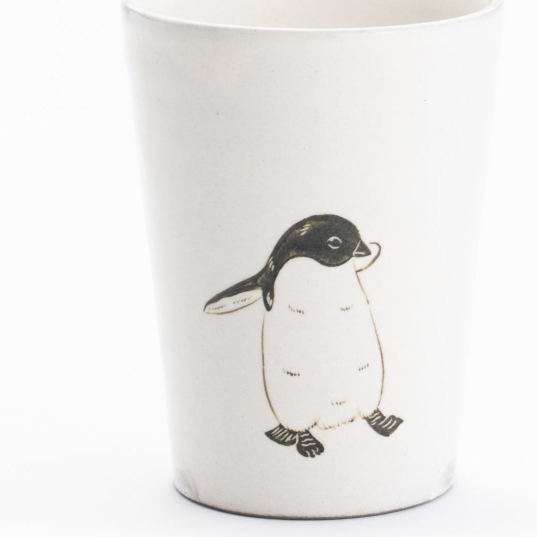タンブラー　アデリーペンギン　澤田卓伸 - Handcrafted Japanese pottery from Kyoto - Kyo ware / Kiyomizu ware.
