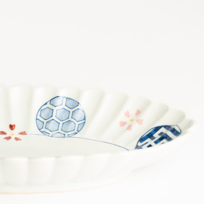 菊割長皿　染付 桜丸紋　秀峰堂 KOTOPOTTER