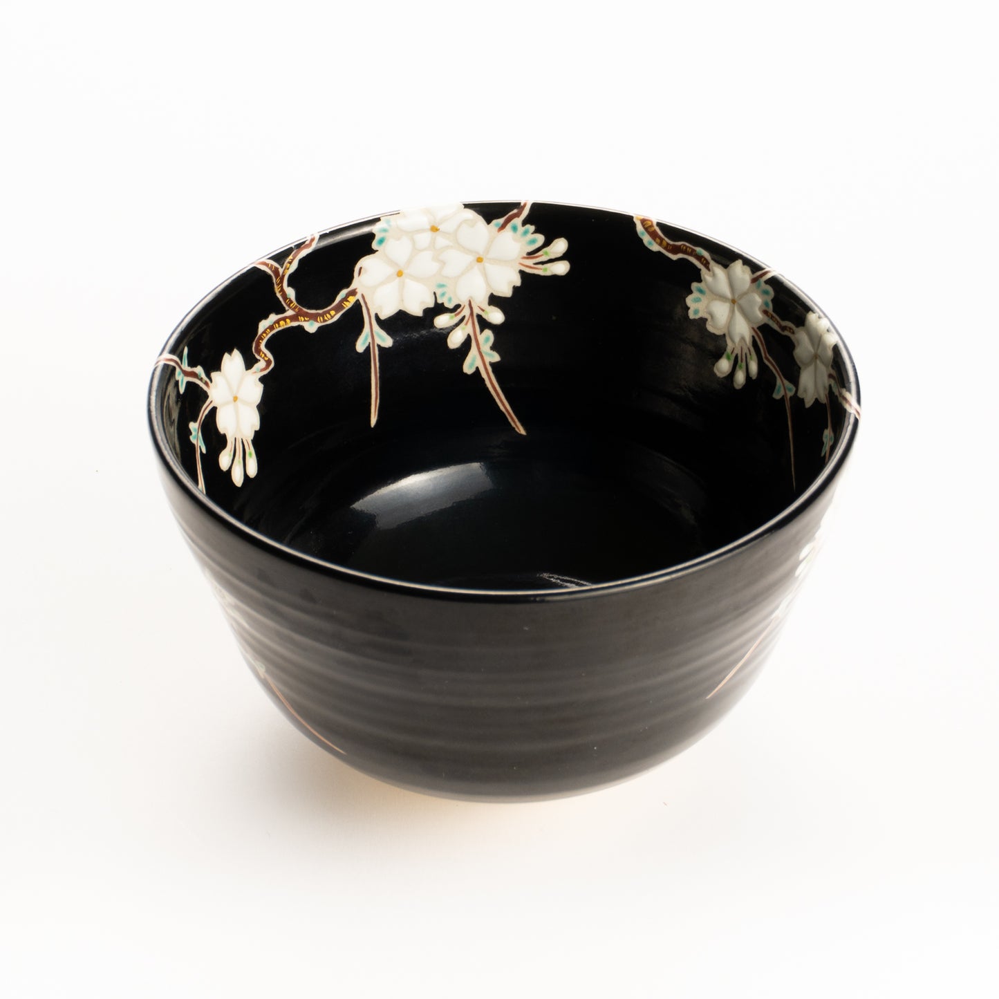 抹茶碗　黒釉枝垂れ桜　桜谷 KOTOPOTTER