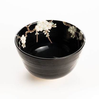 抹茶碗　黒釉枝垂れ桜　桜谷 KOTOPOTTER