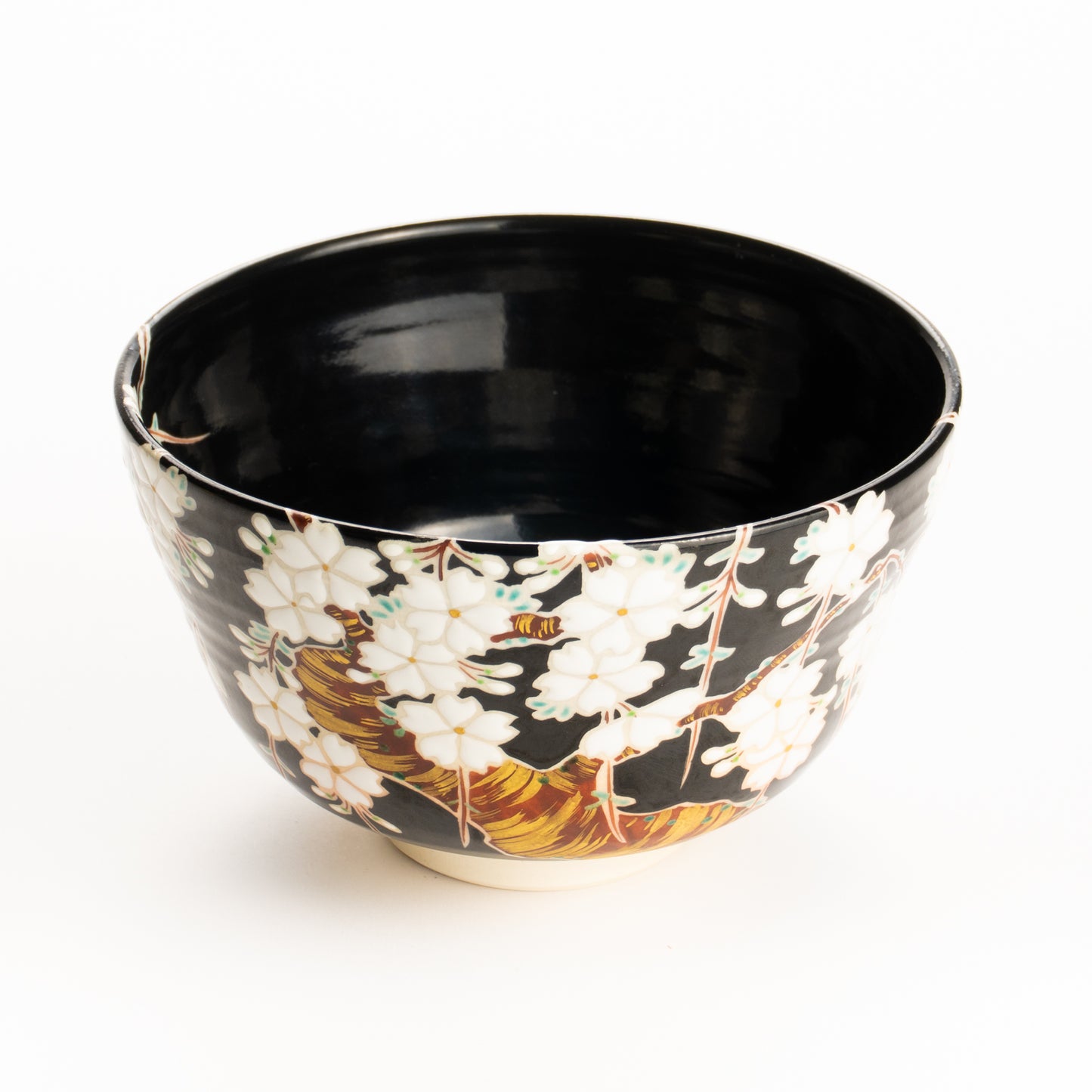 抹茶碗　黒釉枝垂れ桜　桜谷 KOTOPOTTER
