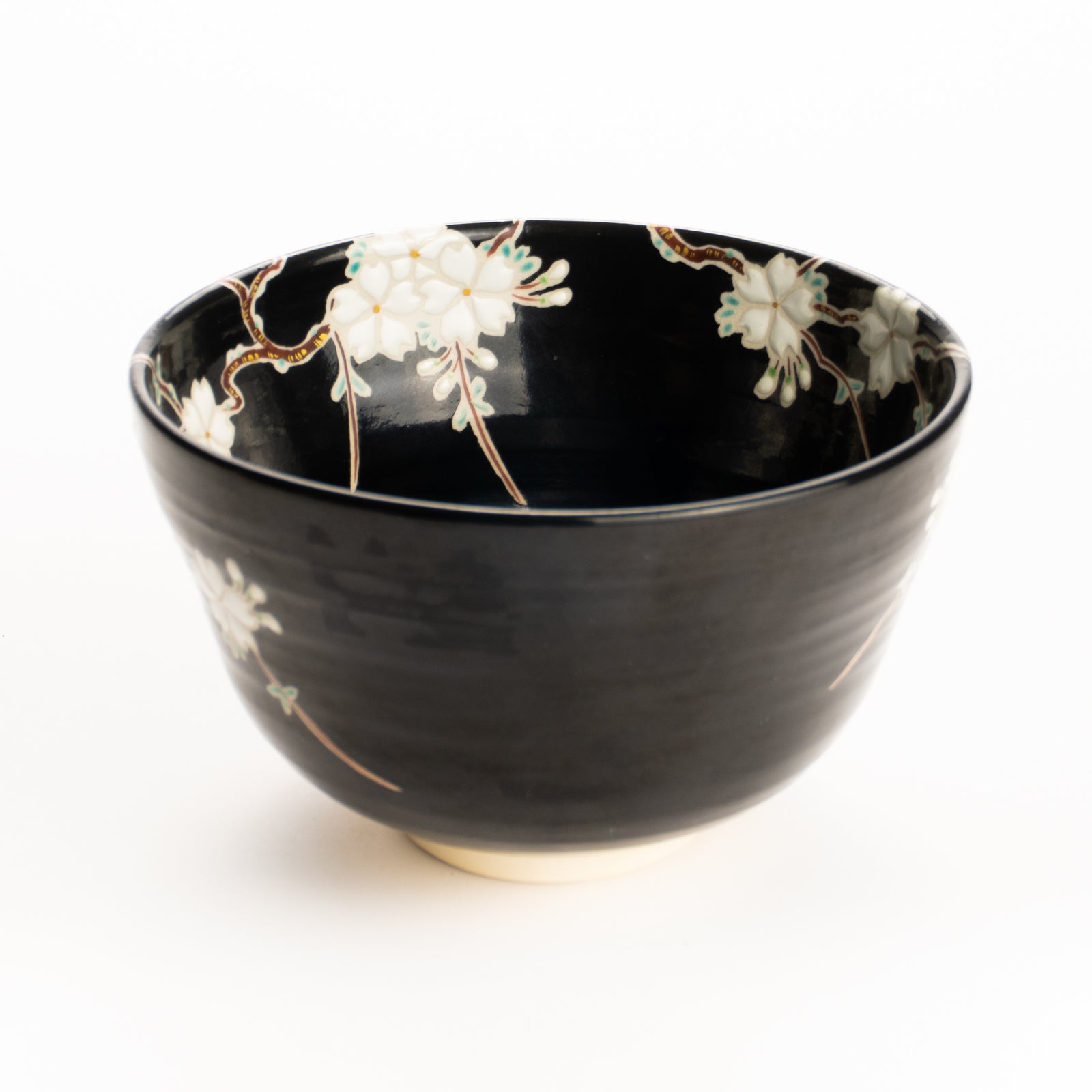 抹茶碗　黒釉枝垂れ桜　桜谷 KOTOPOTTER
