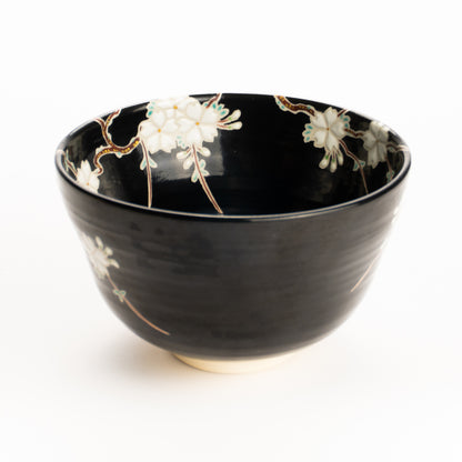 抹茶碗　黒釉枝垂れ桜　桜谷 KOTOPOTTER