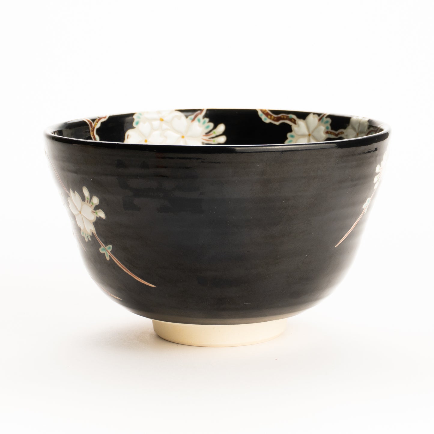 抹茶碗　黒釉枝垂れ桜　桜谷 KOTOPOTTER