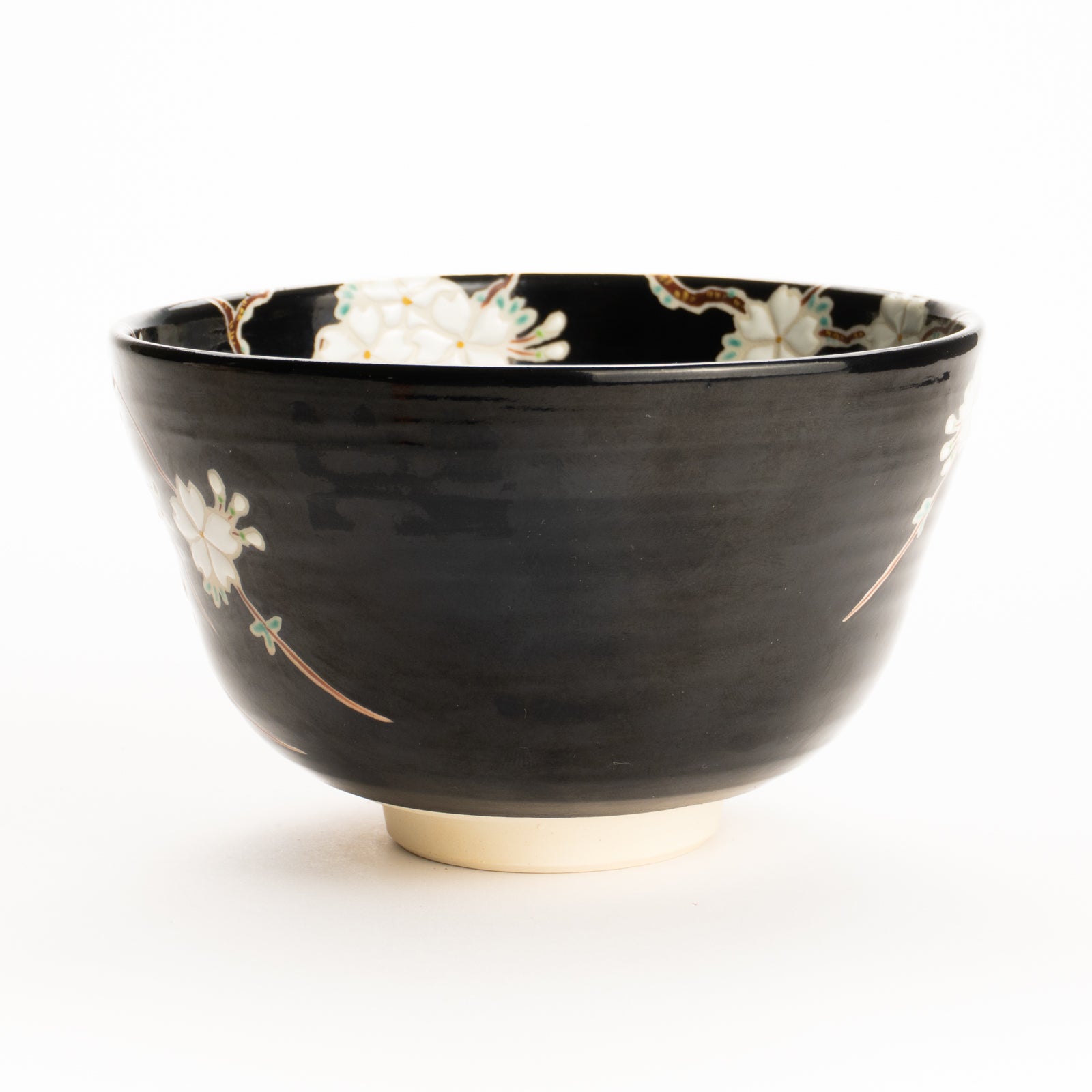 抹茶碗　黒釉枝垂れ桜　桜谷 KOTOPOTTER