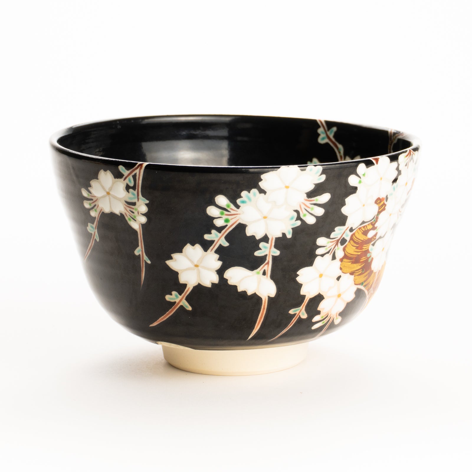 抹茶碗　黒釉枝垂れ桜　桜谷 KOTOPOTTER