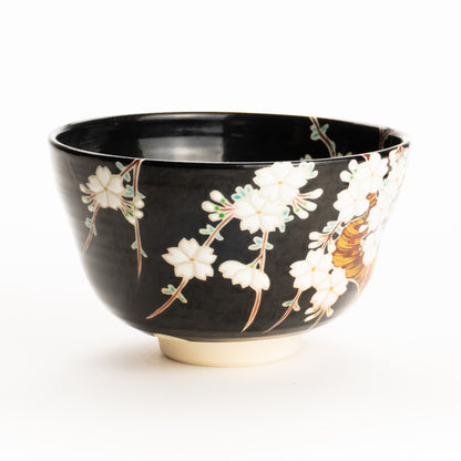 抹茶碗　黒釉枝垂れ桜　桜谷 KOTOPOTTER