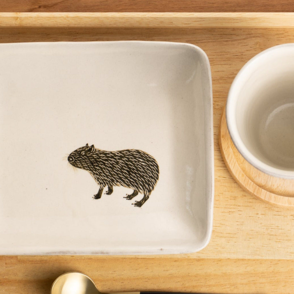 長角皿　カピバラ　澤田卓伸 - Handcrafted Japanese pottery from Kyoto - Kyo ware / Kiyomizu ware.
