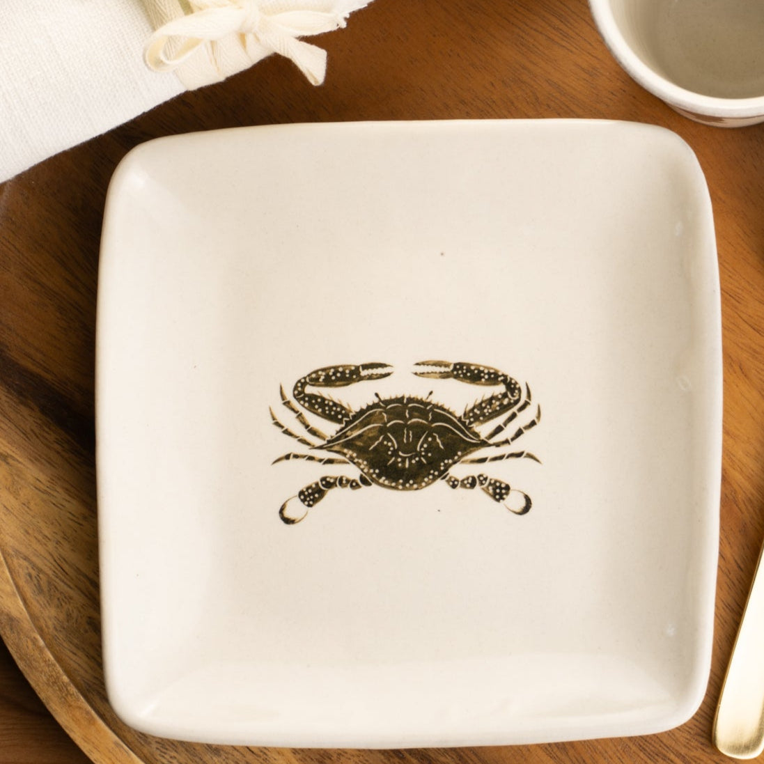 正角皿　カニ(ガザミ)　澤田卓伸 - Handcrafted Japanese pottery from Kyoto - Kyo ware / Kiyomizu ware.