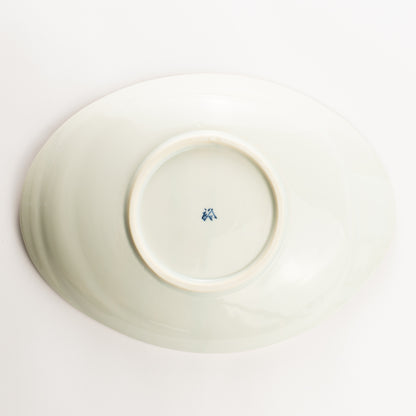 だ円皿　交趾 草花紋唐子　秀峰堂 KOTOPOTTER