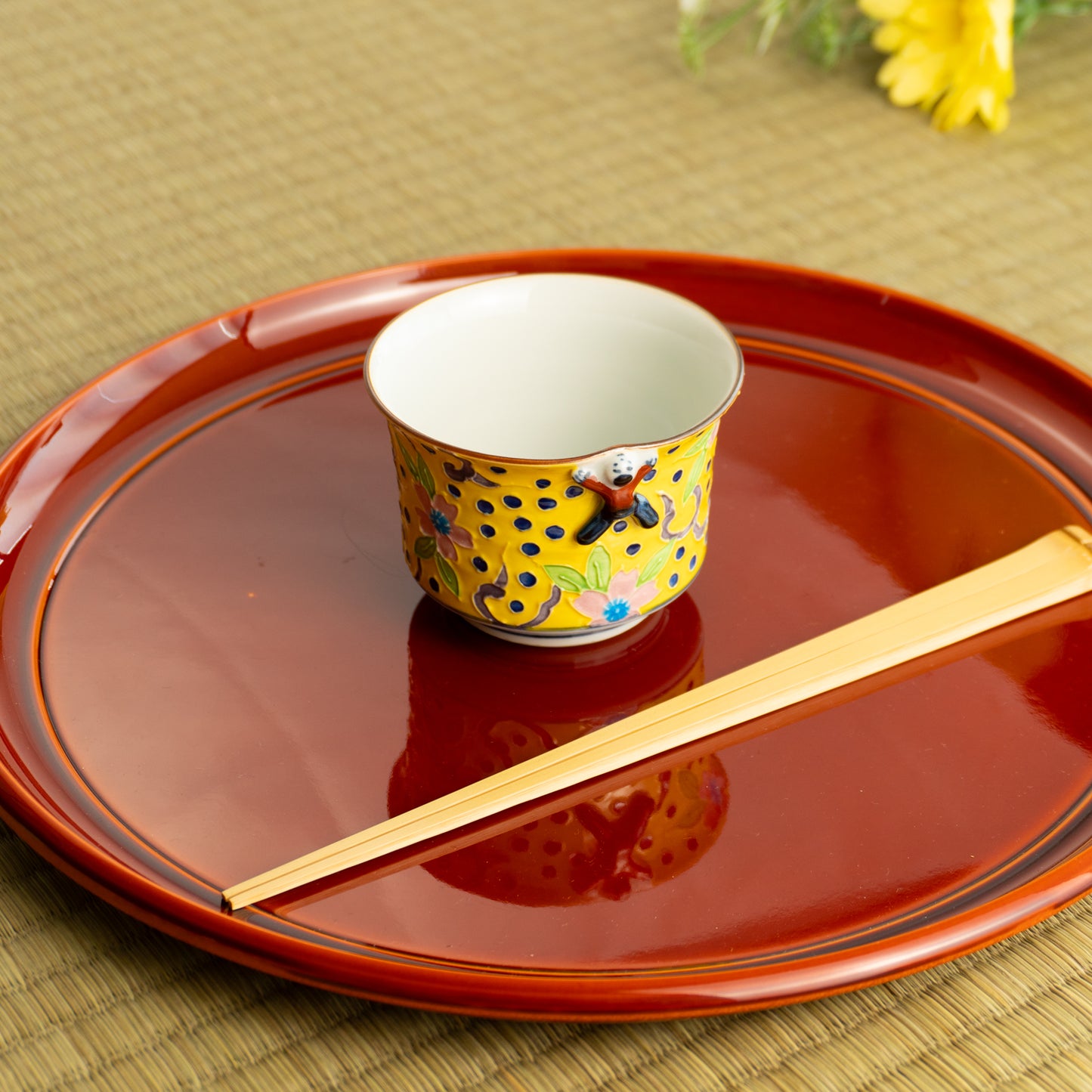 小鉢　黄交趾一閑人 桜　秀峰堂 KOTOPOTTER