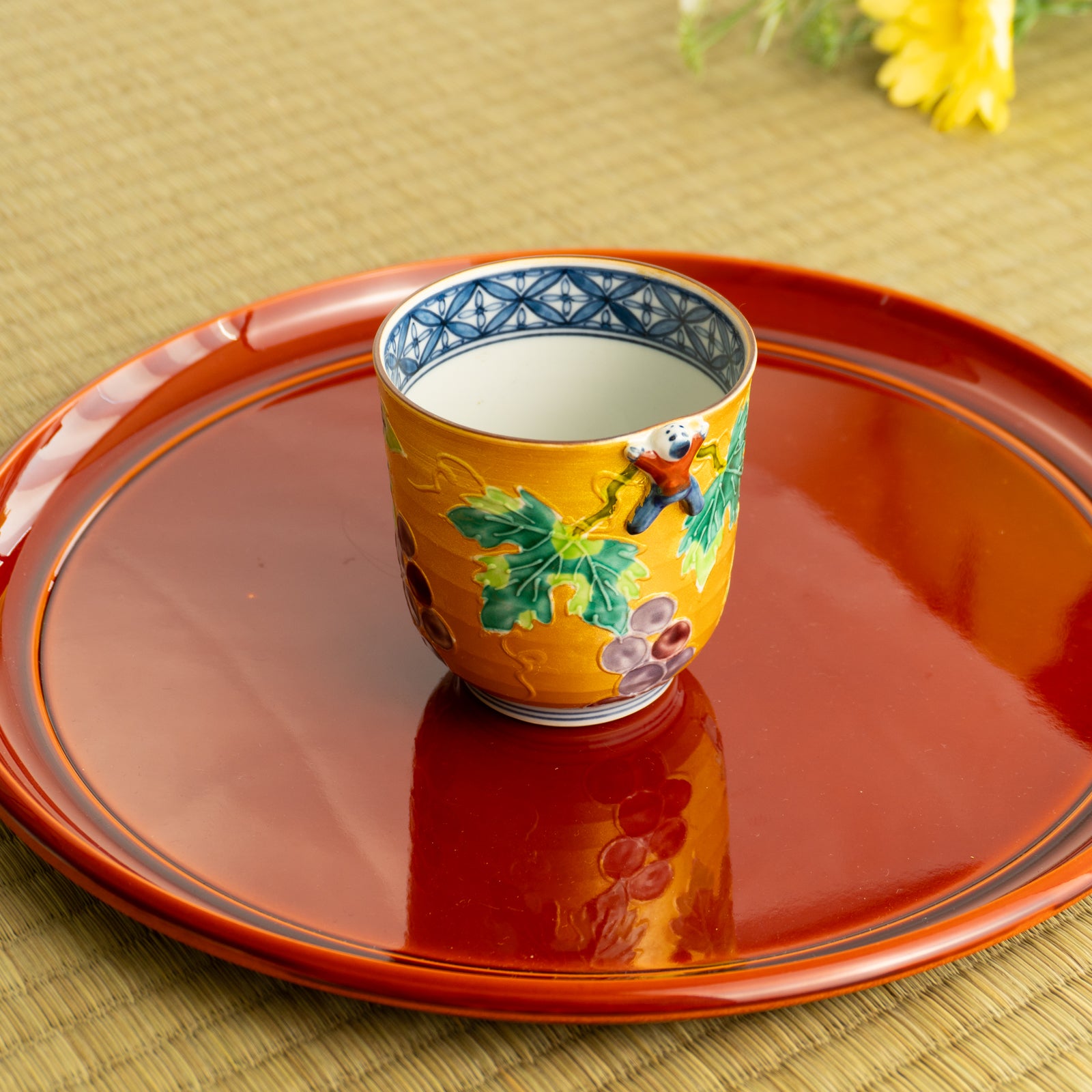 湯呑　金彩交趾一閑人 葡萄　秀峰堂 KOTOPOTTER