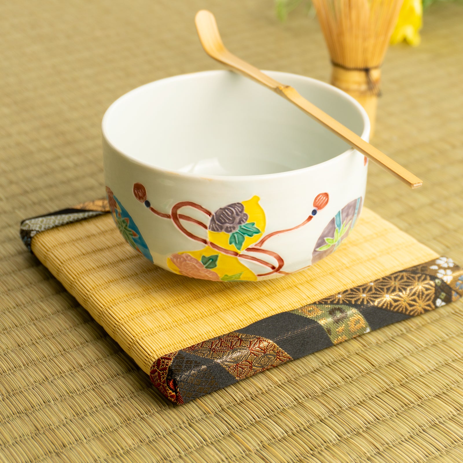 京都 清水焼】抹茶碗 交趾
