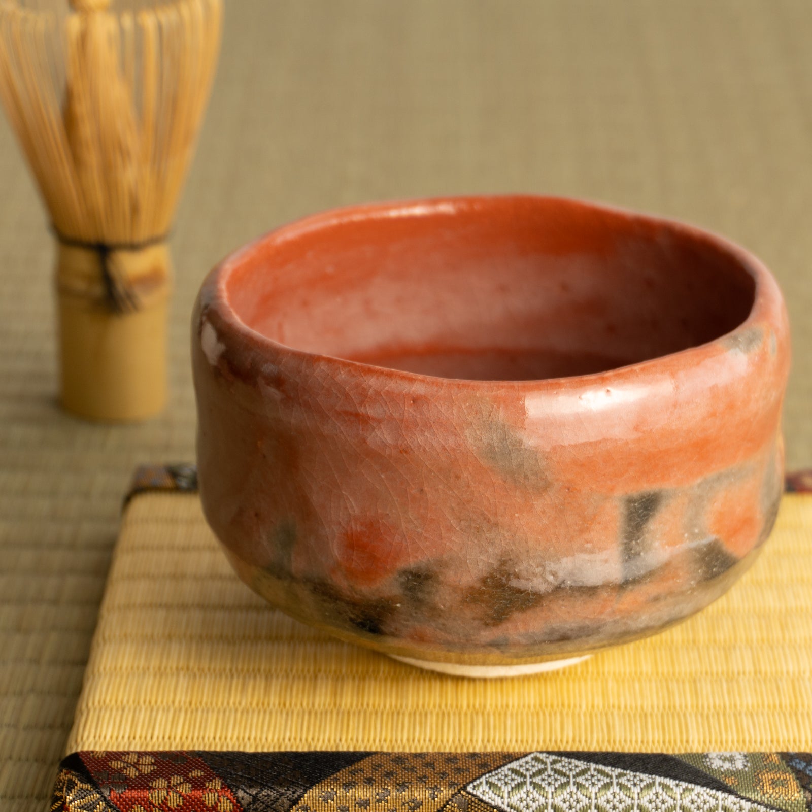抹茶碗　赤楽"明暮写"　楽入 KOTOPOTTER