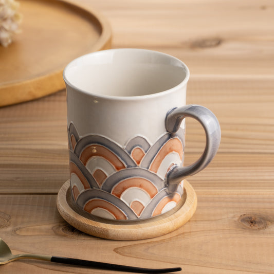 マグカップ　淡紫の青波海　一如 - Handcrafted Japanese pottery from Kyoto - Kyo ware / Kiyomizu ware.