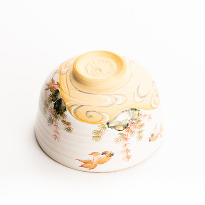 抹茶碗　灰釉"金魚と流水"　良二 KOTOPOTTER