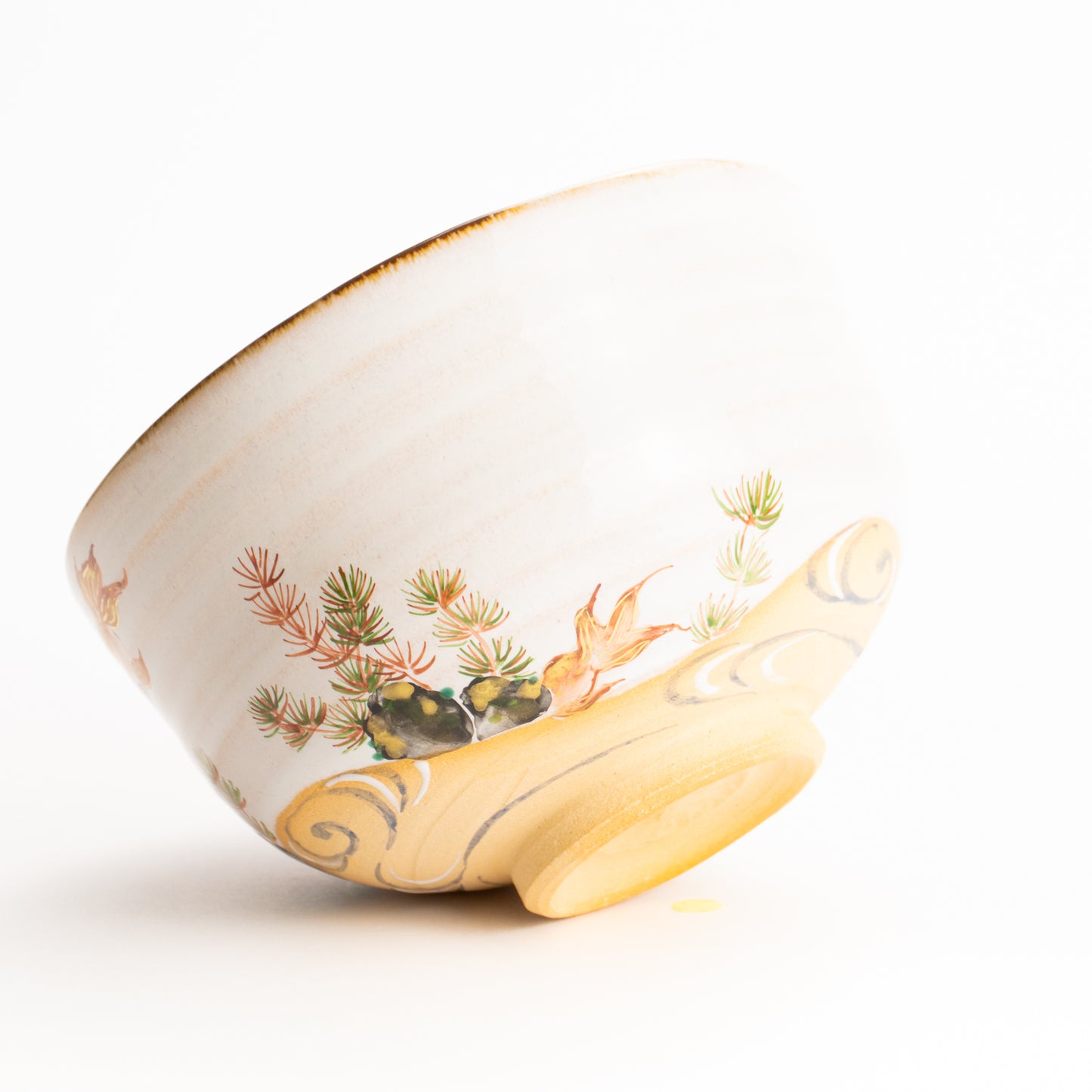 抹茶碗　灰釉"金魚と流水"　良二 KOTOPOTTER
