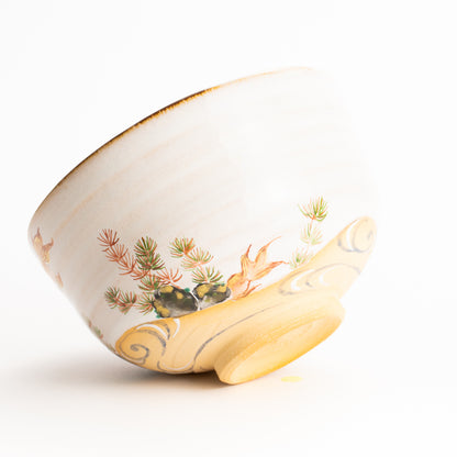 抹茶碗　灰釉"金魚と流水"　良二 KOTOPOTTER