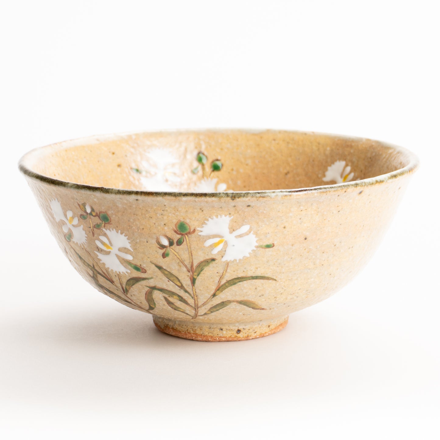 抹茶碗(平)　灰釉"さぎ草"　良二 KOTOPOTTER