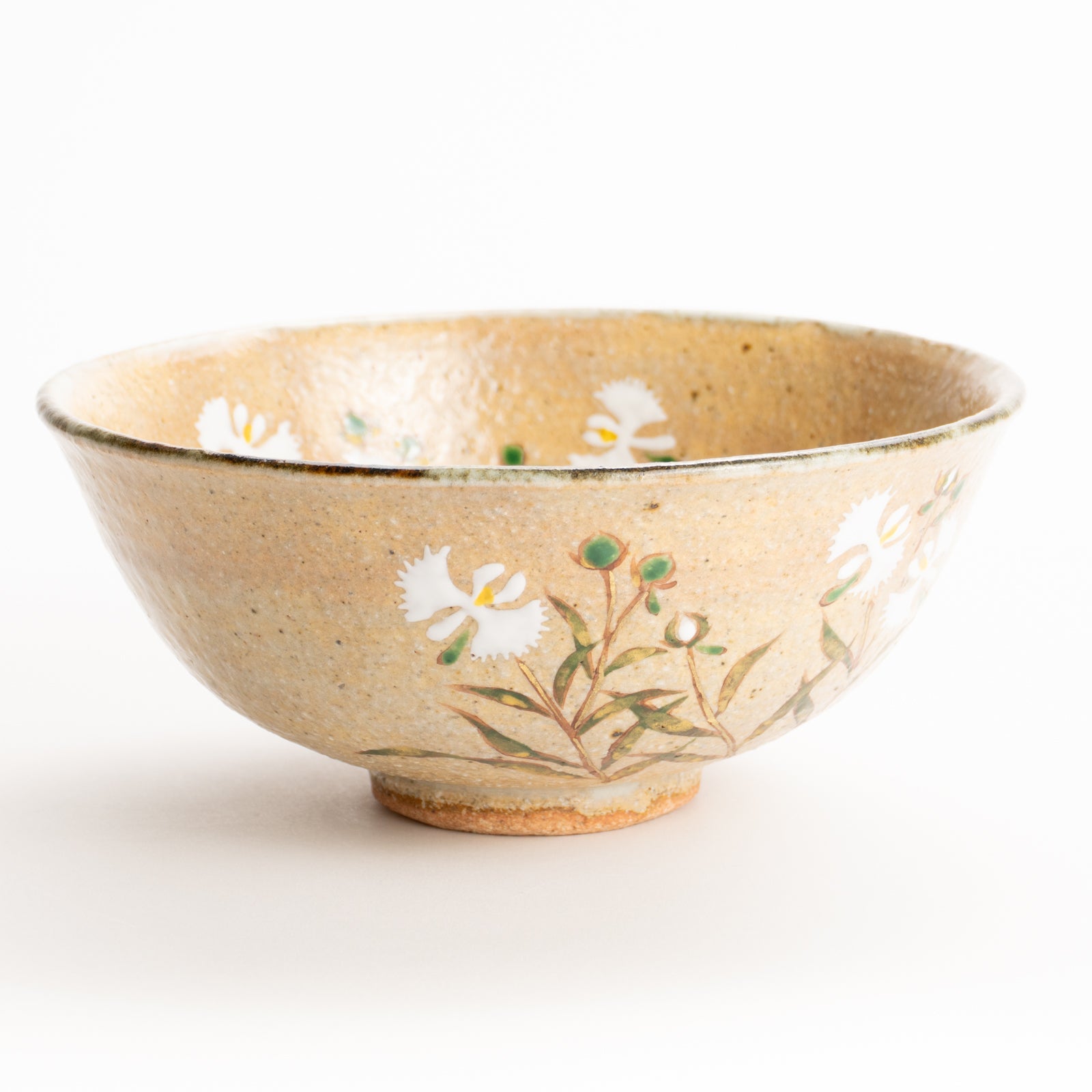抹茶碗(平)　灰釉"さぎ草"　良二 KOTOPOTTER