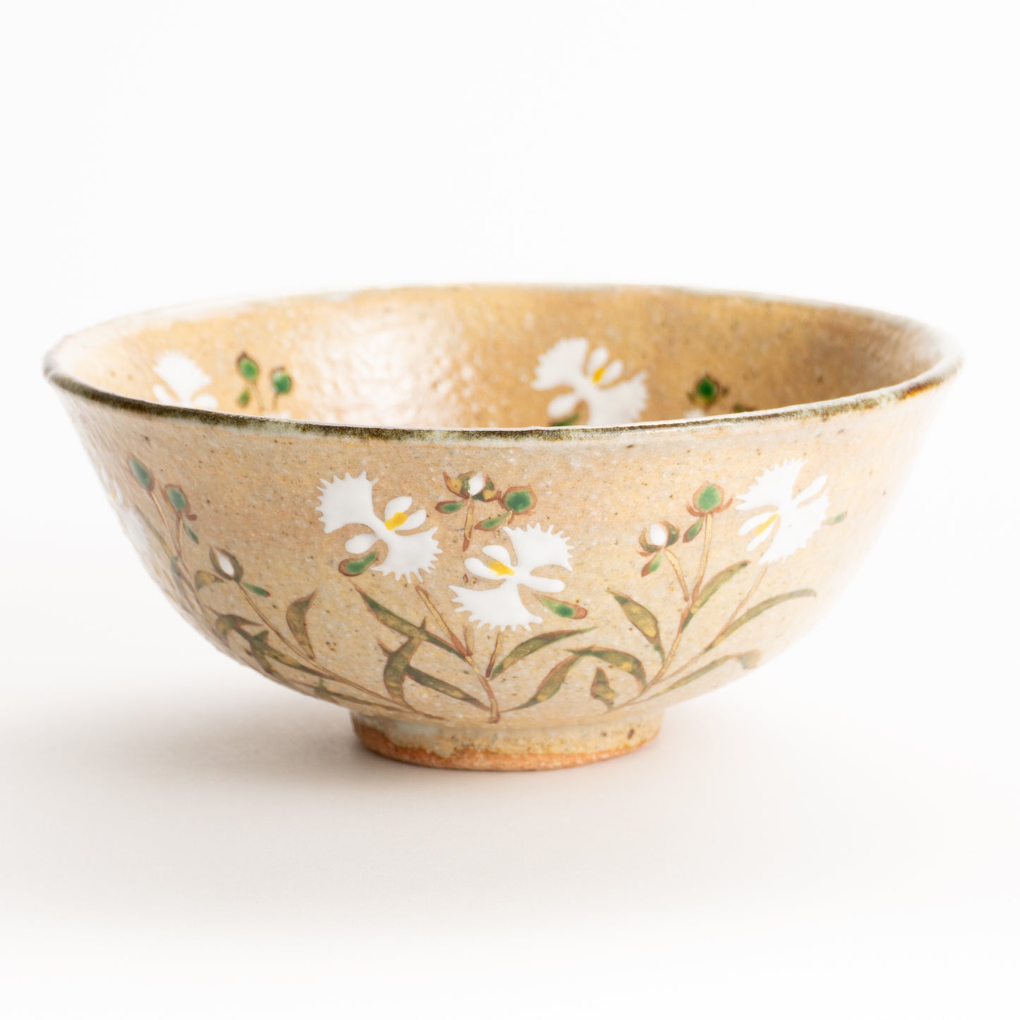 抹茶碗(平)　灰釉"さぎ草"　良二 KOTOPOTTER