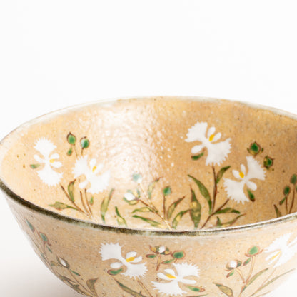 抹茶碗(平)　灰釉"さぎ草"　良二 KOTOPOTTER