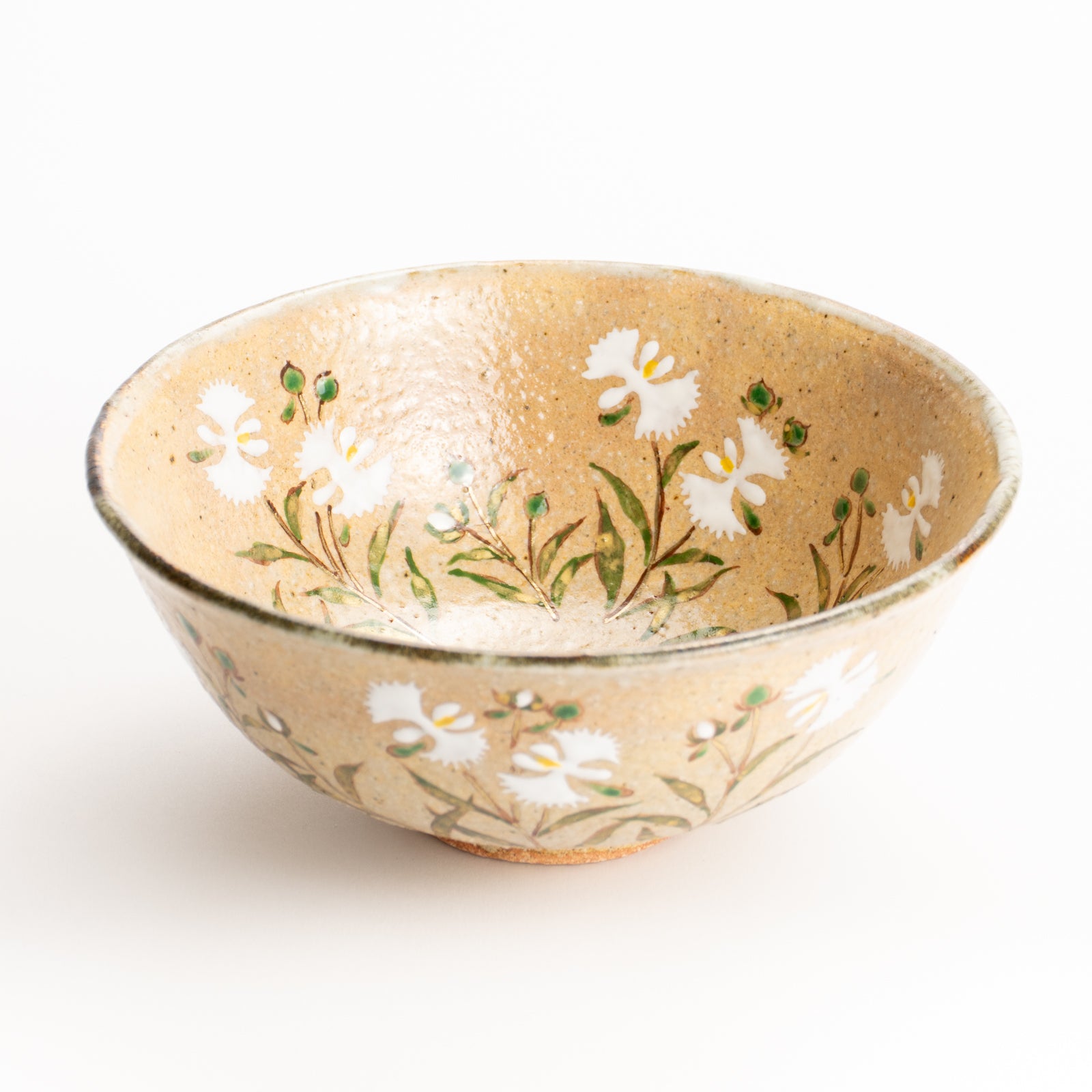抹茶碗(平)　灰釉"さぎ草"　良二 KOTOPOTTER