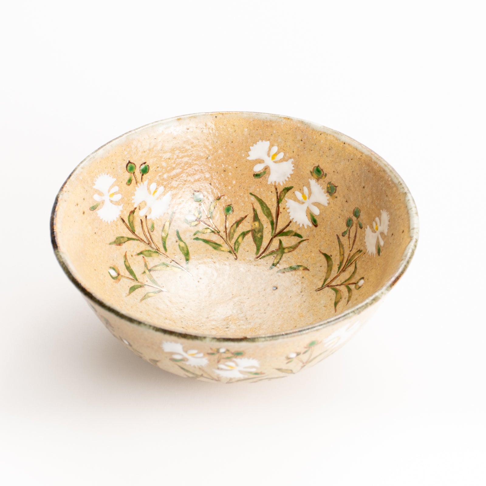 抹茶碗(平)　灰釉"さぎ草"　良二 KOTOPOTTER