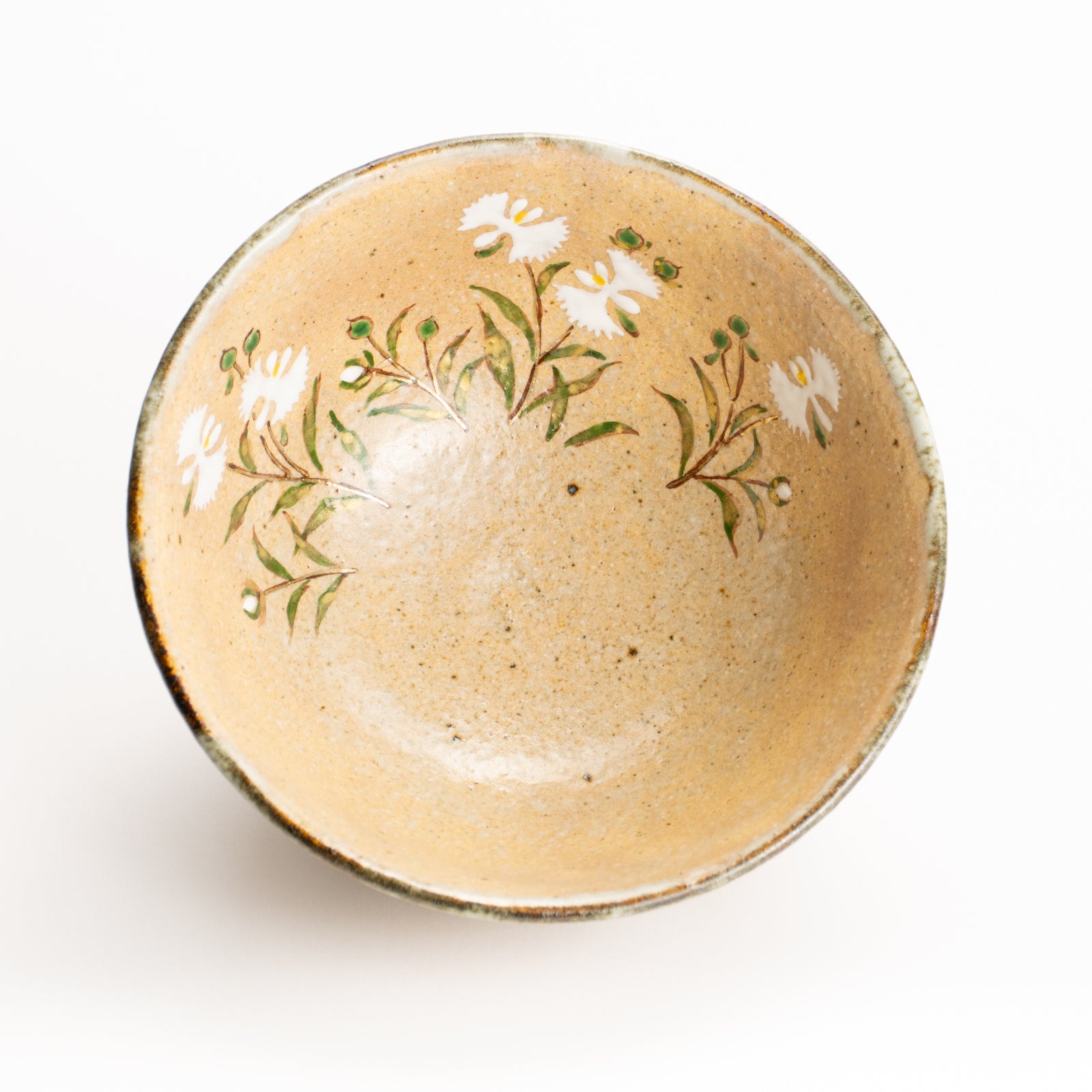 抹茶碗(平)　灰釉"さぎ草"　良二 KOTOPOTTER