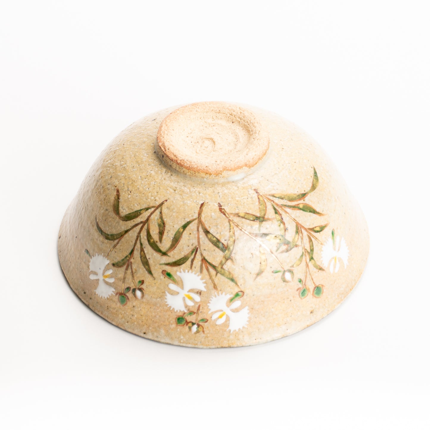 抹茶碗(平)　灰釉"さぎ草"　良二 KOTOPOTTER