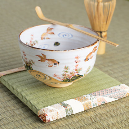 抹茶碗　灰釉"金魚と流水"　良二 KOTOPOTTER