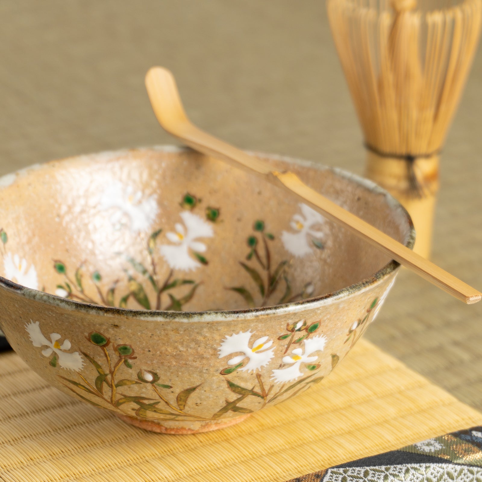 京都 清水焼】抹茶碗(平) 灰釉